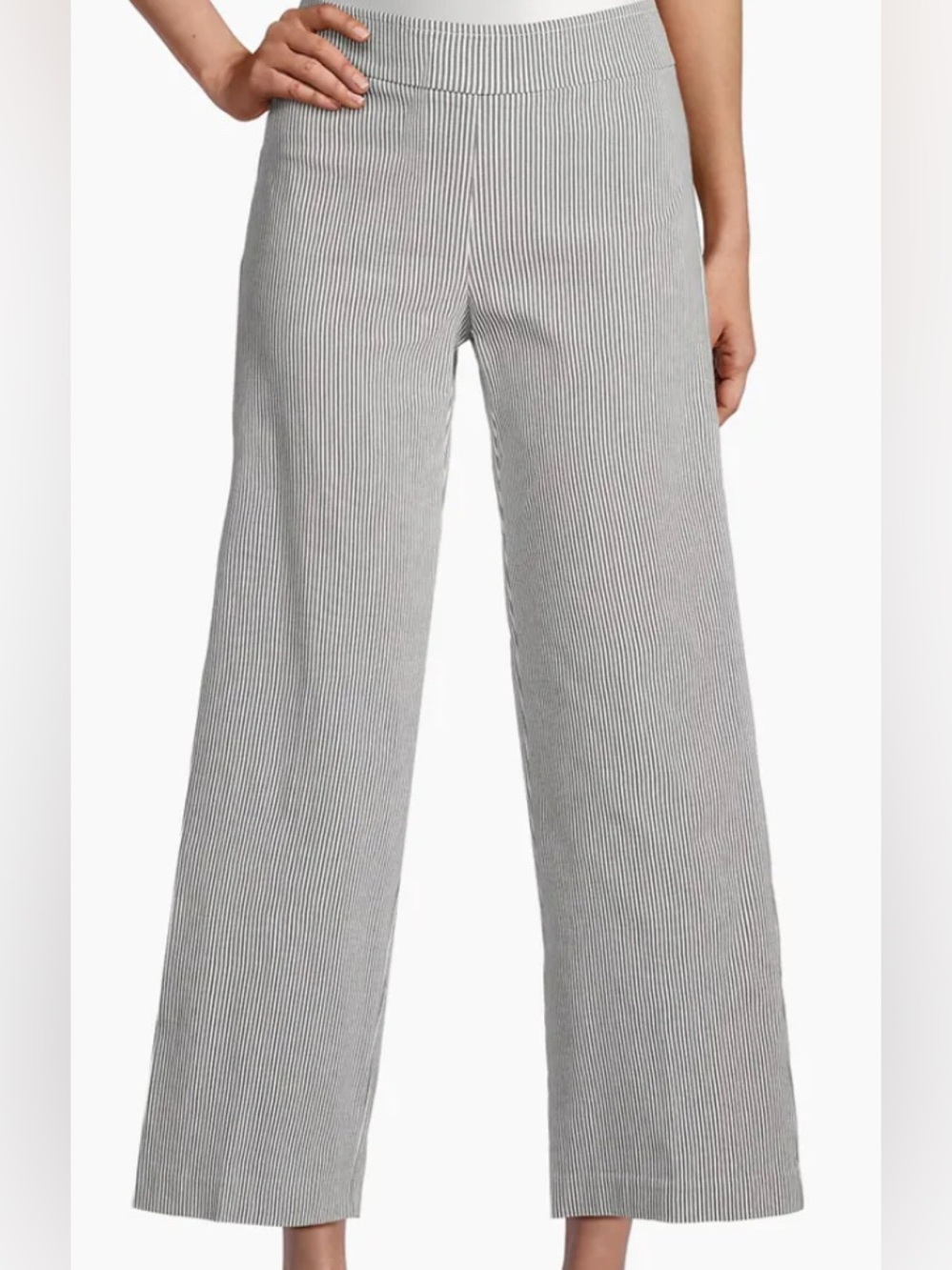 Black/White  Avenue Montaigne Alex Seersucker Wide-Leg Crop Pants: Size 12